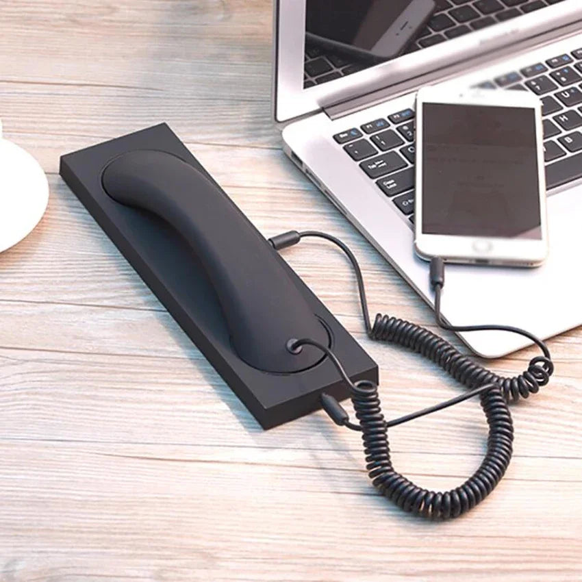 Cell Phone Handset, Retro Telephone Handset with Base, Max 1m Cable, 3.5mm Handset Receivers for Mobile Phone Computer telefone