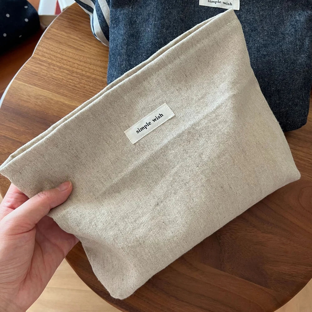 Fashion Striped Women Cosmetic Bags Retro Solid Color Storage Make Up Bags for Women Lady with Zipper Travel Bag Makeup Bag
