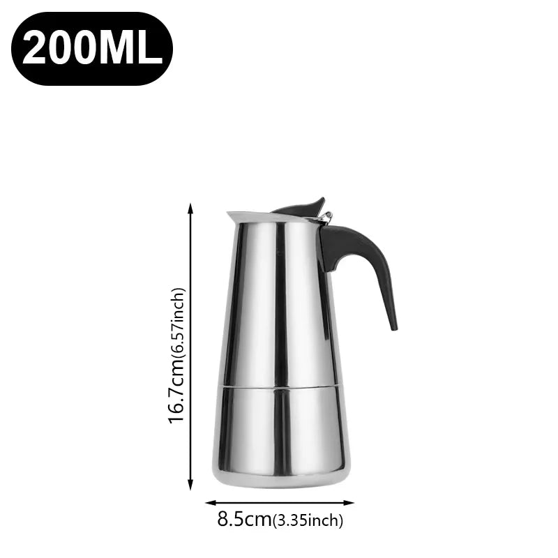Coffee Maker Pot Moka Coffee Maker Stainless Steel 2/4/6/9 Cups Mocha Espresso Latte Stovetop Filter Coffee Pot for Kitchen