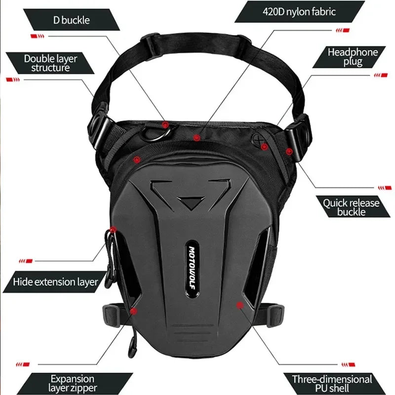 Motorcycle Bag Men Motorbike Leg Side Bag EVA Hard Shell Male Phone Waist Pack Motorcycle Drop Leg Bag Fanny Pack Belt Bum Bags