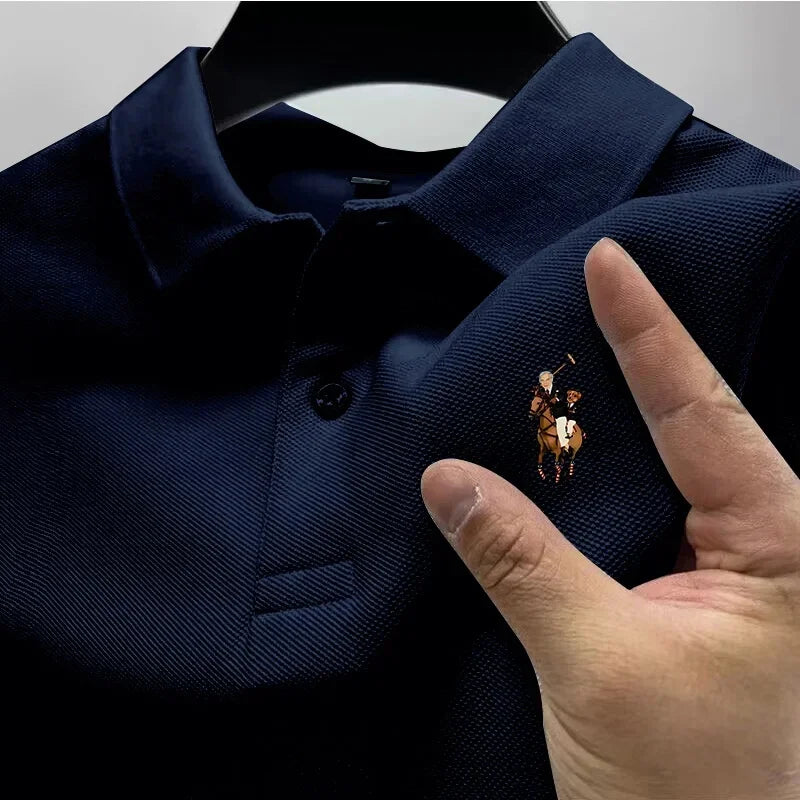 Men's Casual Polo Shirt Trendy Printed Street Wear Short-Sleeved Business Casual Top Quick Drying Breathable Clothing Polo Shirt