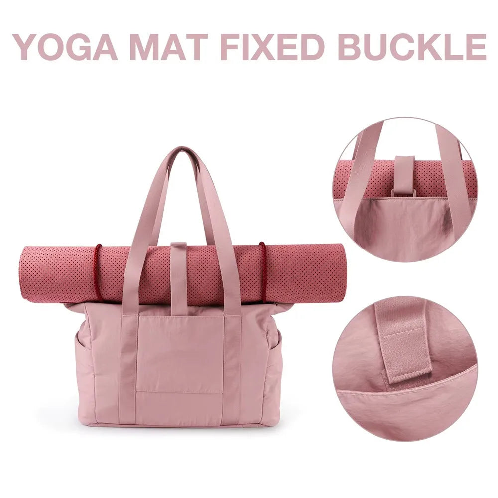 Women Tote Bag University Laptop Travel Tote diaper Gym Yoga Bag Shoulder Bag with Yoga Mat Buckle for Sports College Work