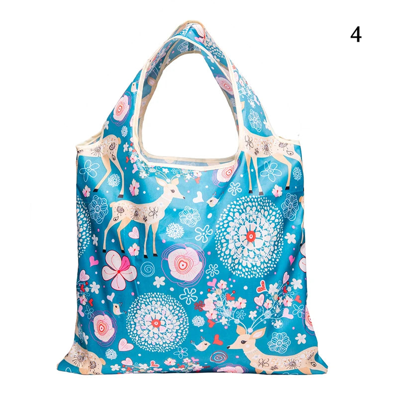 Fashion Shopping Bags Portable Various Prints Large Capacity Convenient Handbags Easy To Fold Package Travel Essential
