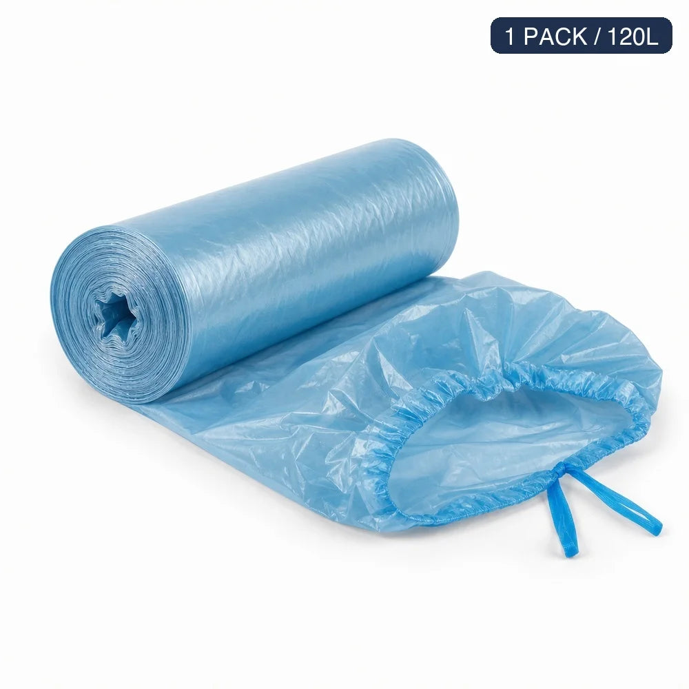 Trash Bags Blue Large 1 Roll 50 Bags for Home Kitchen Bathroom Waste Baskets Bin Liners and Household Daily Cleaning Supplies