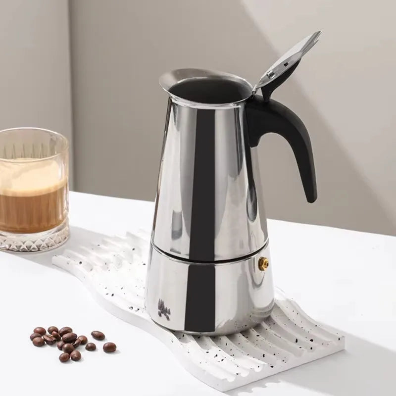 Coffee Maker Pot Moka Coffee Maker Stainless Steel 2/4/6/9 Cups Mocha Espresso Latte Stovetop Filter Coffee Pot for Kitchen
