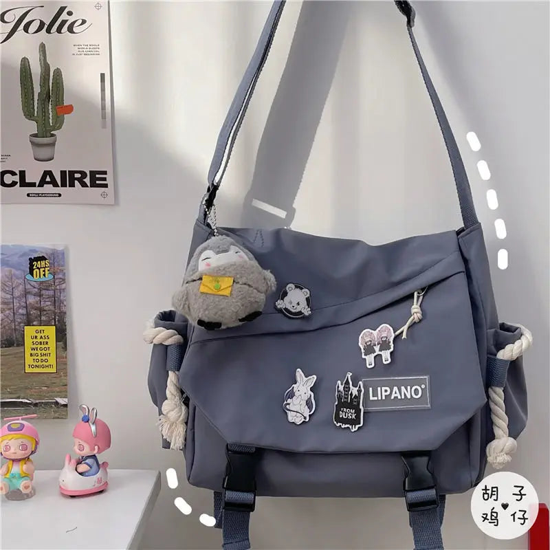 Women Bag Large Capacity Single Handbags Shoulder Bags Men Bolsas Japanese Harajuku Postman Student Crossbody Messenger Bag