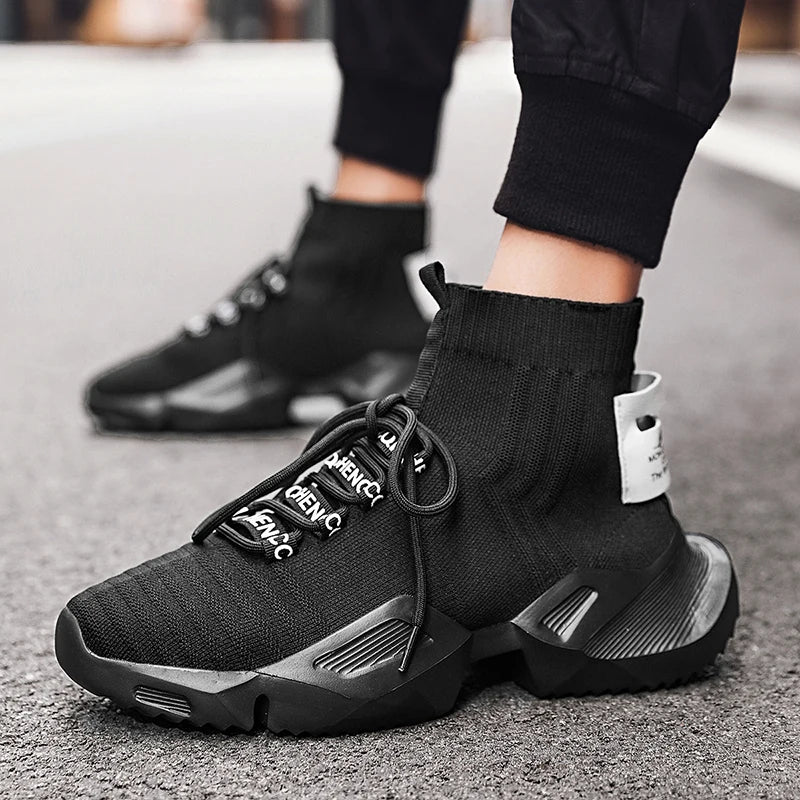Socks Sneakers Men Knit Upper Breathable Sport Shoes Sock Boots Man Shoes High Top Running Shoes for Men Zapatillas De Deporte