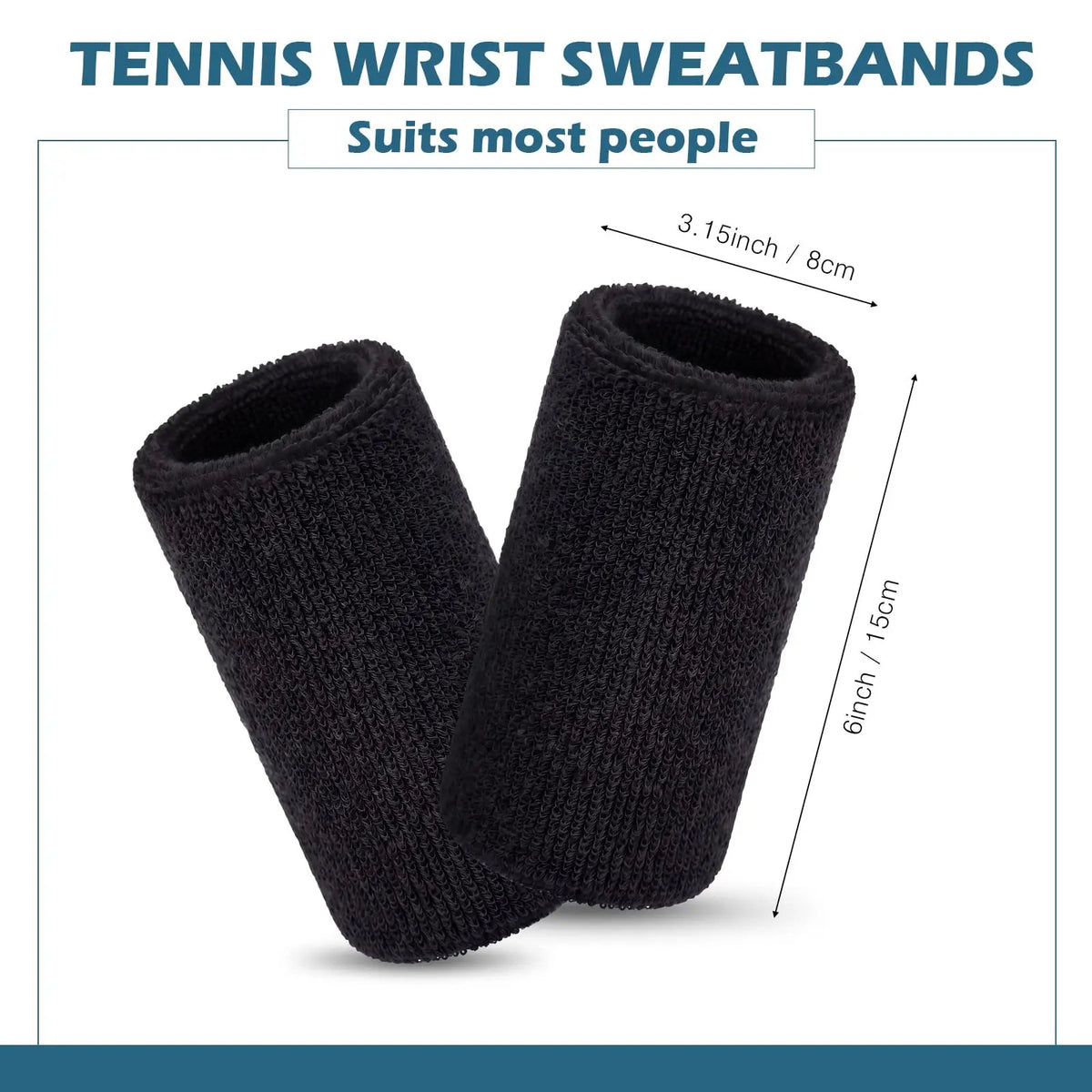 Sports Wrist Sweatbands for Men Women, Absorbent Long Wrist Sweat Bands Tennis Wristbands Athletic Cotton Terry Cloth Sweatband