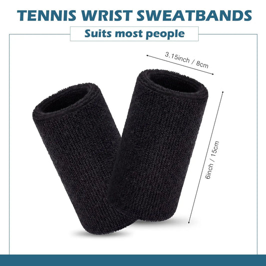 Sports Wrist Sweatbands for Men Women, Absorbent Long Wrist Sweat Bands Tennis Wristbands Athletic Cotton Terry Cloth Sweatband