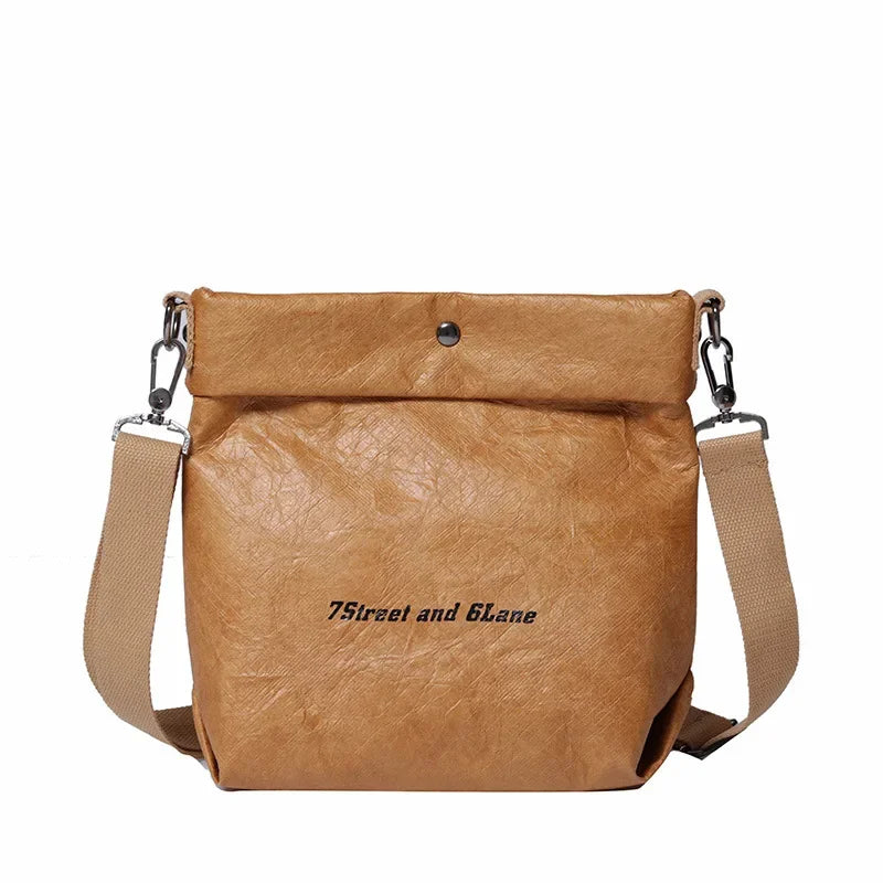Women's Handbag Waterproof Personality Small Bucket Bag Kraft Paper Roll Envelope Bag Ins Shoulder Bags Party Clutch Purse
