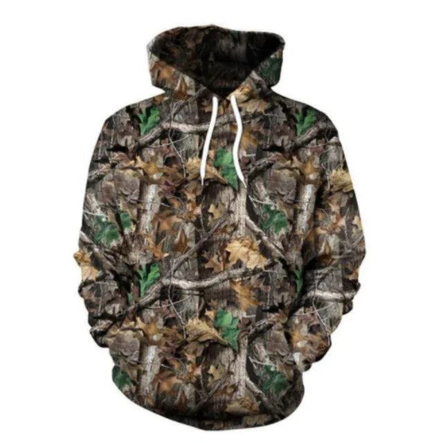 Men and Women Outdoor Fishing Camping Hunting Clothing Spring and Autumn Maple Leaf Camouflage 3D Hoodie Fashion Hooded Jacket