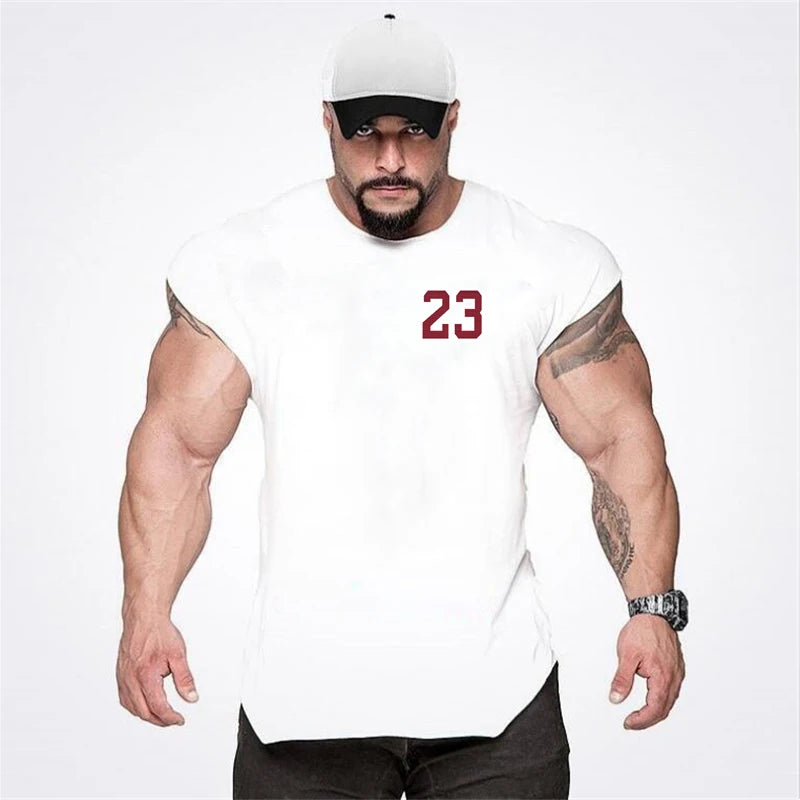 New Bodybuilding Tank Tops Men Sports Sleeveless shirt Muscle guys Vest Fitness Drop Armhole Solid Tops Tees Cotton Gym Singlets