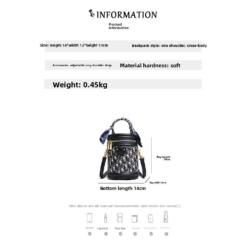 Elegant and versatile cylindrical bag 2026 New autumn and winter fashion simple bucket bag for women, popular crossbody bag