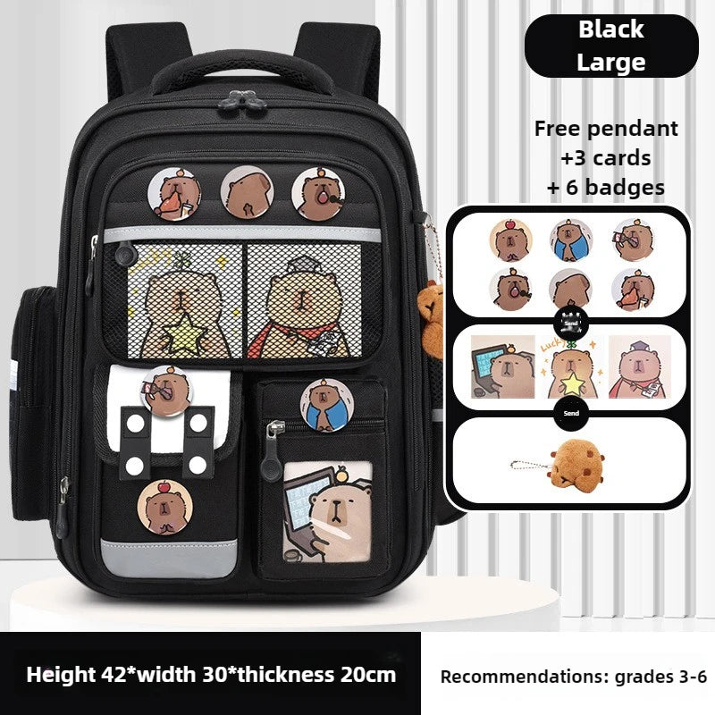 Capybara Children School Bags for Boys Kids Backpack Primary Schoolbag Orthopedic Backpack Waterproof Student Schoolbag Book Bag