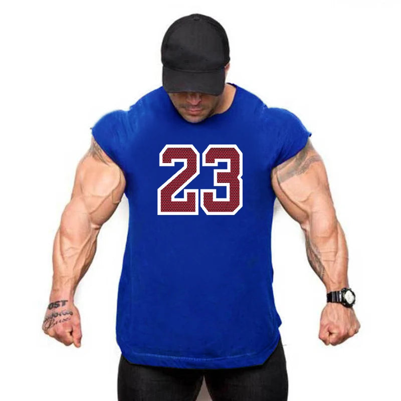 New Bodybuilding Tank Tops Men Sports Sleeveless shirt Muscle guys Vest Fitness Drop Armhole Solid Tops Tees Cotton Gym Singlets