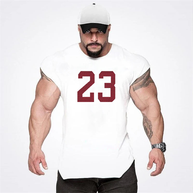New Bodybuilding Tank Tops Men Sports Sleeveless shirt Muscle guys Vest Fitness Drop Armhole Solid Tops Tees Cotton Gym Singlets