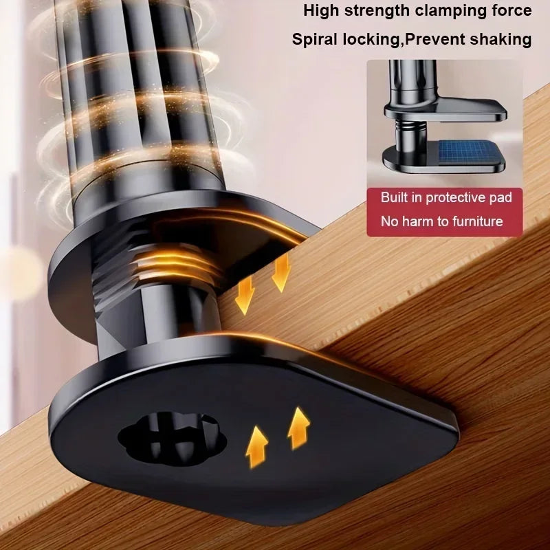 18MM Thick Bed Phone Tablet Holder, 360° Rotatable Clamp Mount for 4.7-12.9" iPad iPhone, Lazy Stand for Bed Desk Live Streaming