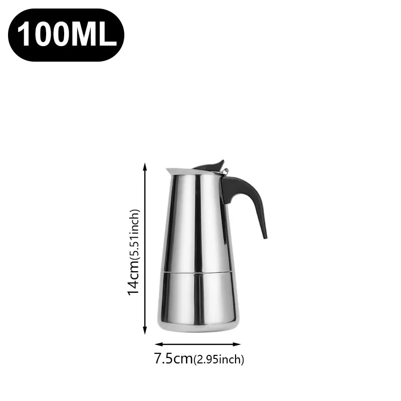 Coffee Maker Pot Moka Coffee Maker Stainless Steel 2/4/6/9 Cups Mocha Espresso Latte Stovetop Filter Coffee Pot for Kitchen