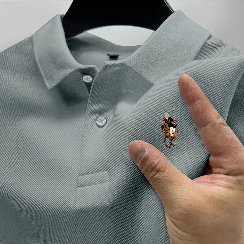 Men's Casual Polo Shirt Trendy Printed Street Wear Short-Sleeved Business Casual Top Quick Drying Breathable Clothing Polo Shirt