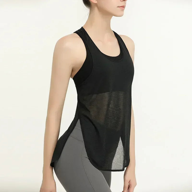 Women's Translucent Sports Vest - Lightweight Running Top for Female Workout Jogger Fitness Wear Athletic Sportswear Racing Tees