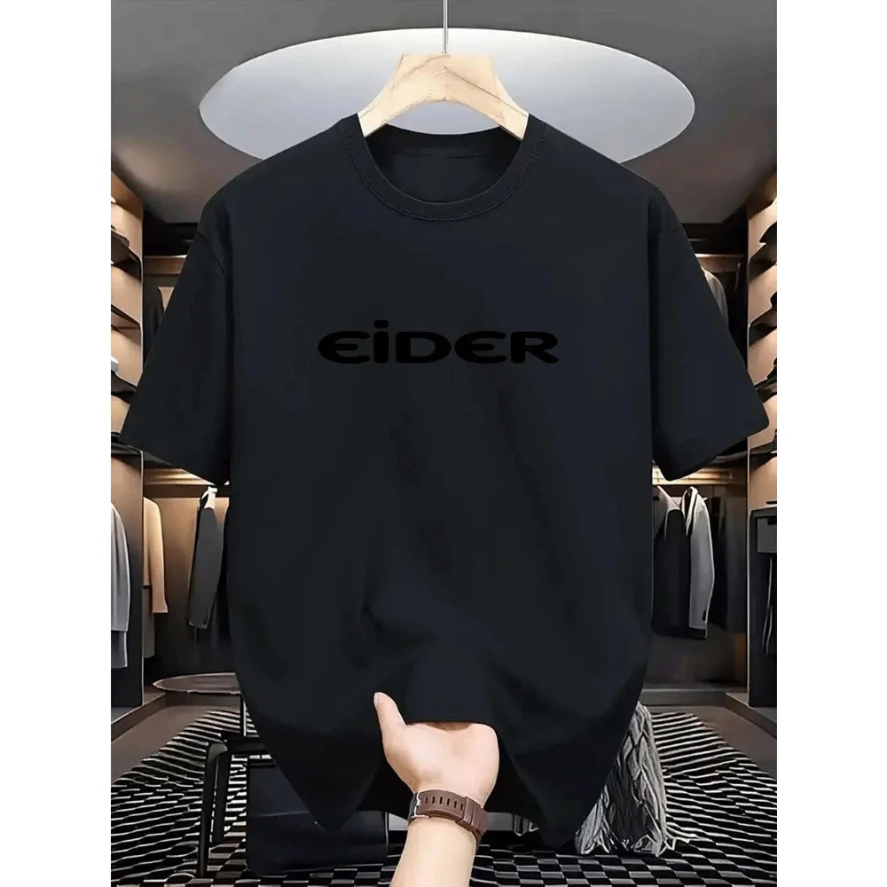 2026 New Men's T-shirt Letter Printed Tshirt Polyester Oversized Loose Crew Neck Street Fashion Top