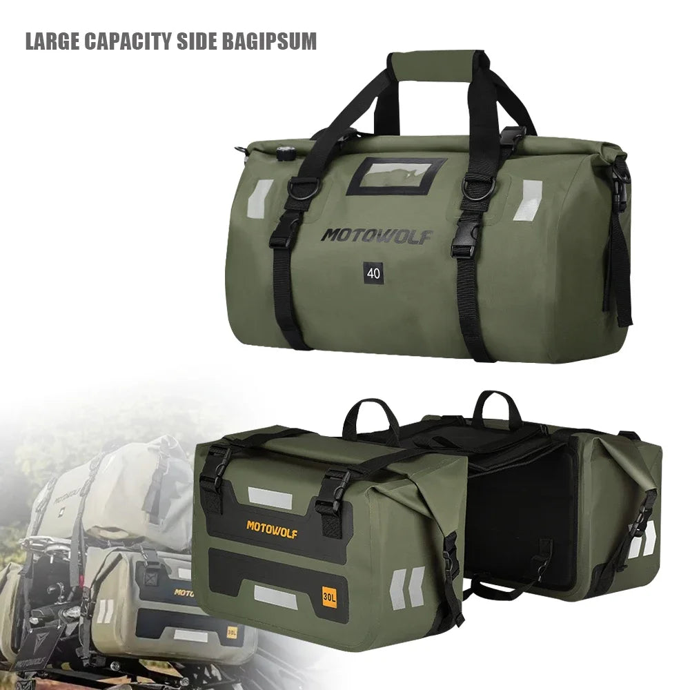 Motorcycle Bags Waterproof Outdoor Large Capacity Motorcycle Luggage Saddle Bag Rear Seat Bags