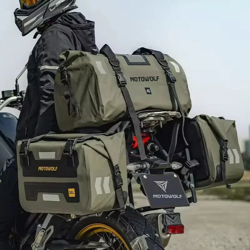 Motorcycle Bags Waterproof Outdoor Large Capacity Motorcycle Luggage Saddle Bag Rear Seat Bags
