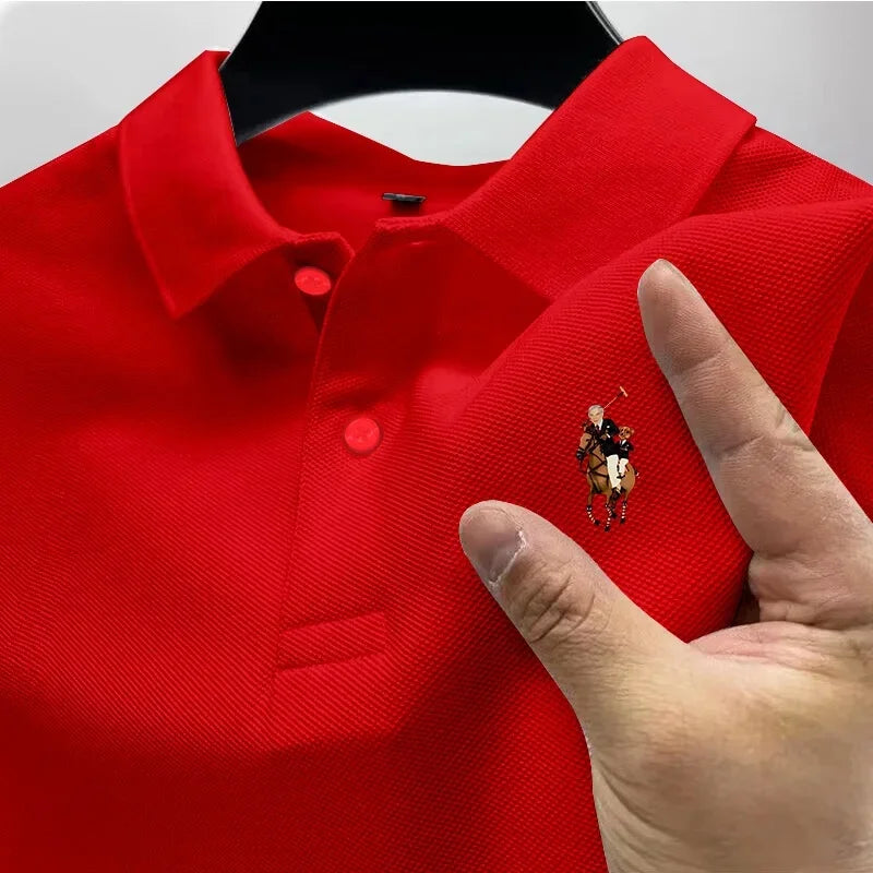 Men's Casual Polo Shirt Trendy Printed Street Wear Short-Sleeved Business Casual Top Quick Drying Breathable Clothing Polo Shirt