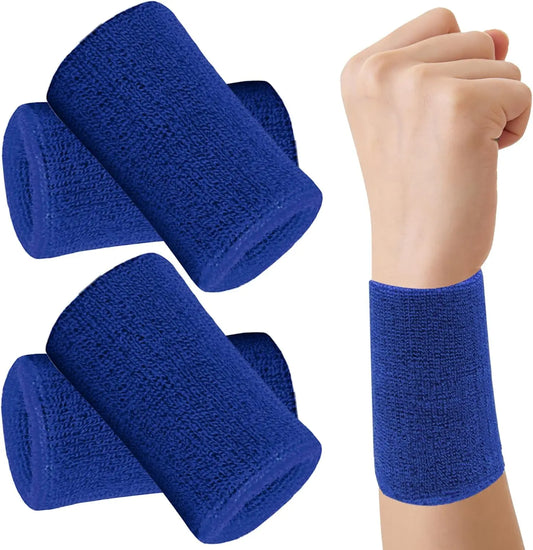 Sports Wrist Sweatbands for Men Women, Absorbent Long Wrist Sweat Bands Tennis Wristbands Athletic Cotton Terry Cloth Sweatband