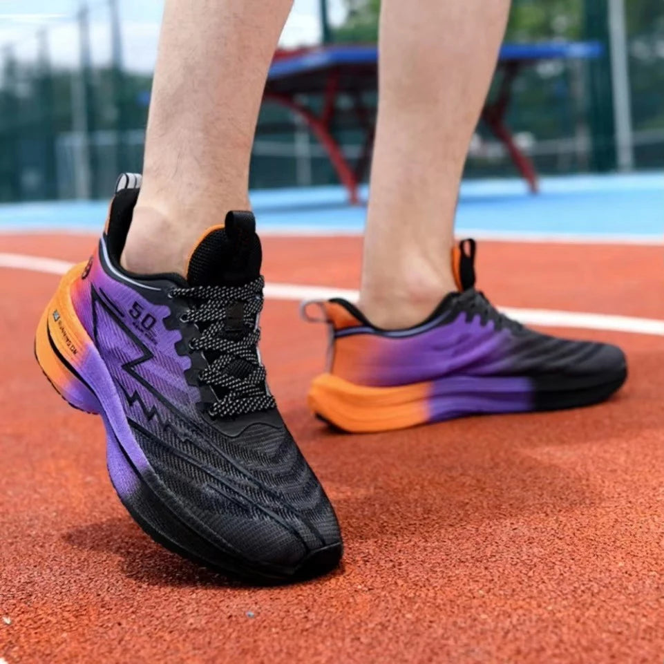 Brand Men's Carbon Plate Running Shoes Soft Cushion Shock Absorbing Sports Shoes Unisex Sneakers Light Anti-Slip Training Shoes